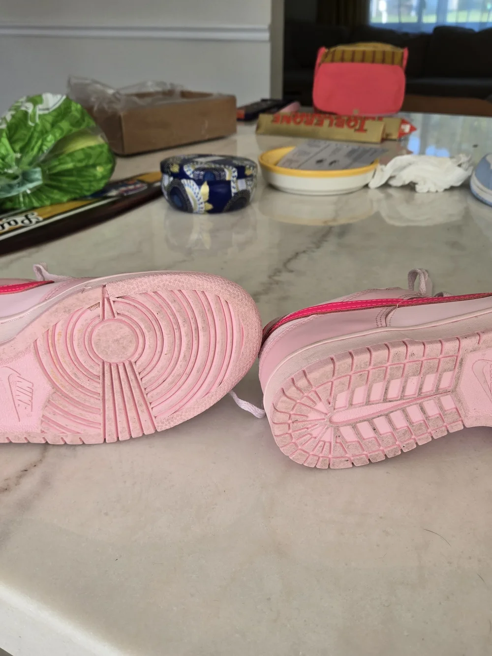 Nike Kids Pink Sneakers with Hot Pink Swoosh